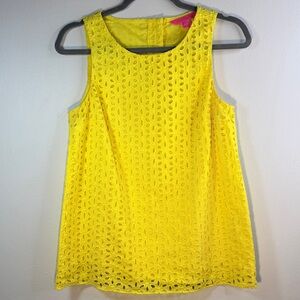 Lilly Pulitzer Pineapple‎ Juice Eyelet Iona Sleeveless Top